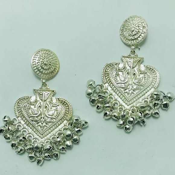 Oxidized Silver Tone Dangle Earrings: Ethnic Kuchi Jewelry - Picture 2 of 9